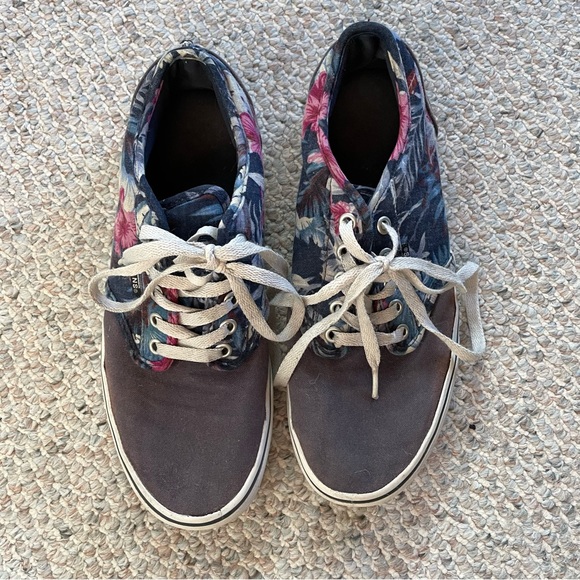 Blue and Pink Floral Old Skool Vans - Picture 1 of 4
